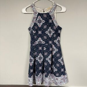 Rewind  Navy, Open Back,  Beachy, Stretchy,  Front Pleats, Summer Dress, XS